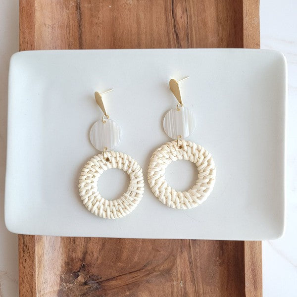 Lana Earrings- Light Rattan Seashell