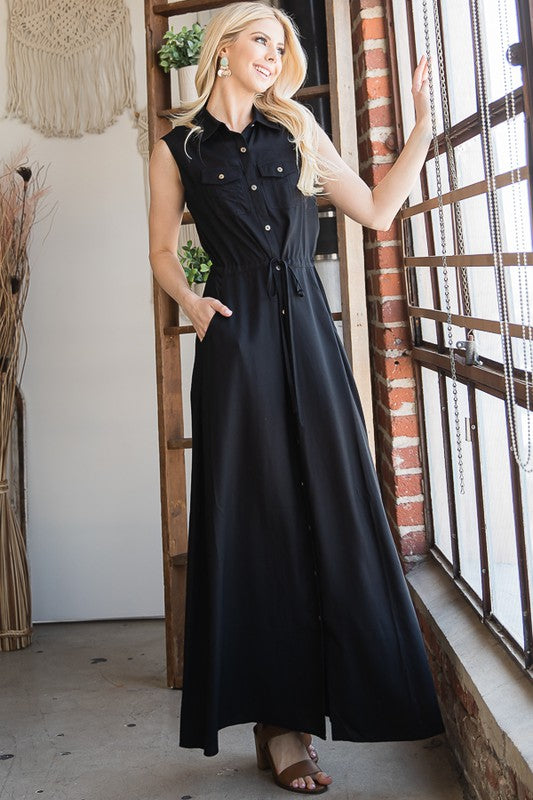 BUTTON DOWN MAXI DRESS