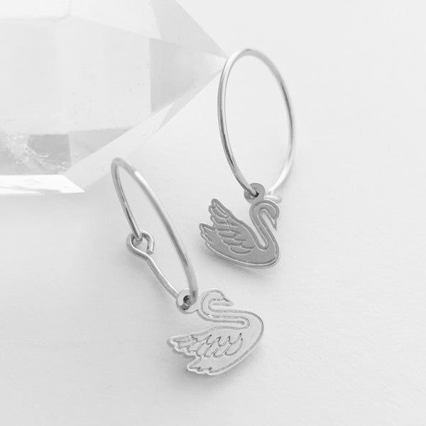 Magic Charm Swan Hoops