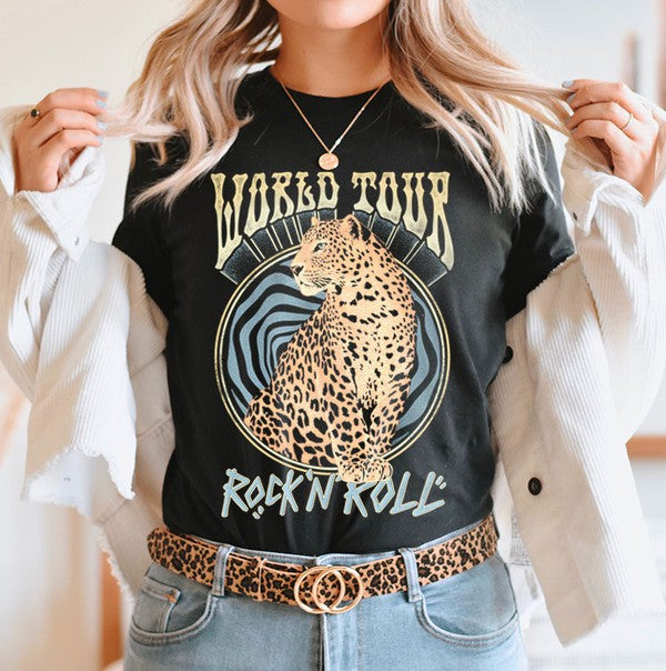 World Tour Rock & Roll Graphic Top