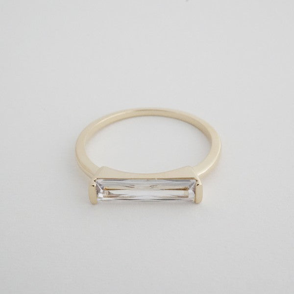 Lorena Long Crystal Baguette Ring