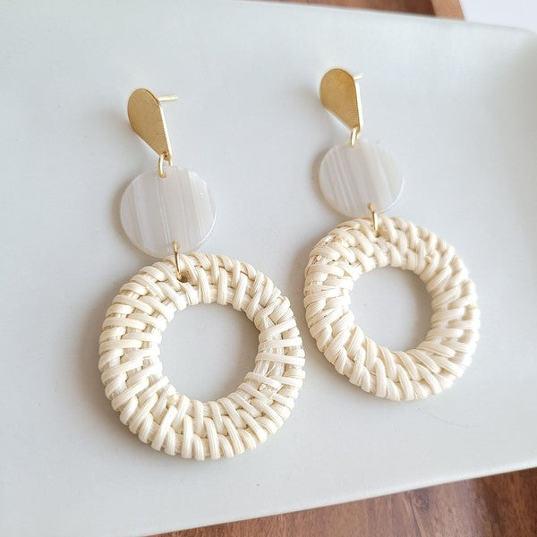 Lana Earrings- Light Rattan Seashell