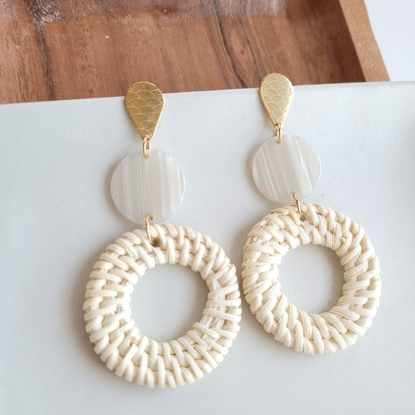 Lana Earrings- Light Rattan Seashell