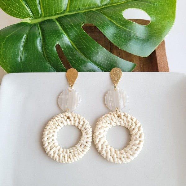 Lana Earrings- Light Rattan Seashell