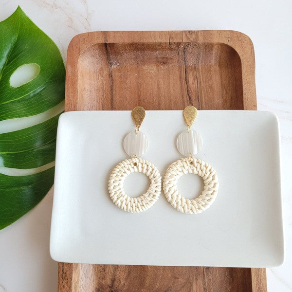 Lana Earrings- Light Rattan Seashell