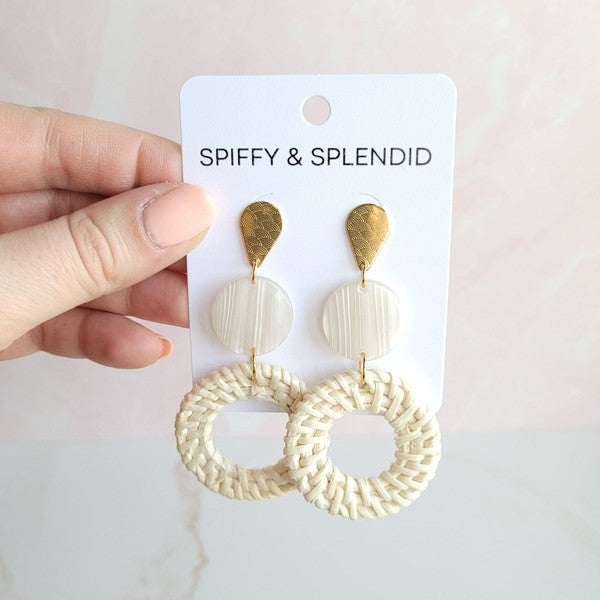 Lana Earrings- Light Rattan Seashell