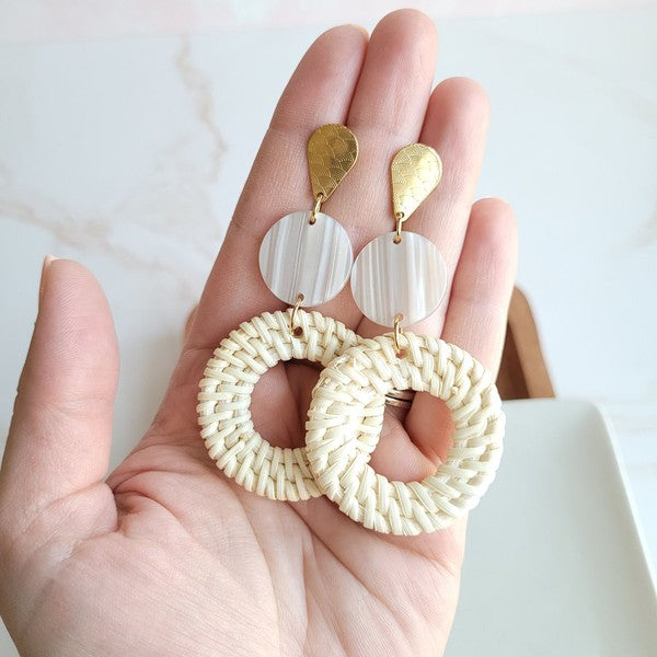 Lana Earrings- Light Rattan Seashell