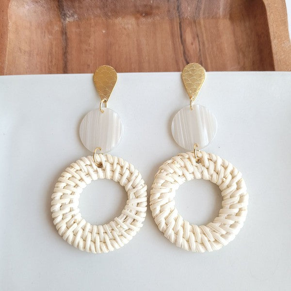 Lana Earrings- Light Rattan Seashell