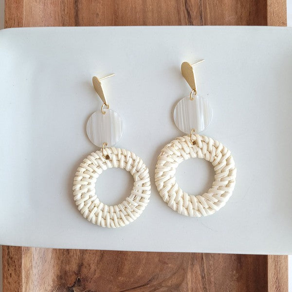 Lana Earrings- Light Rattan Seashell