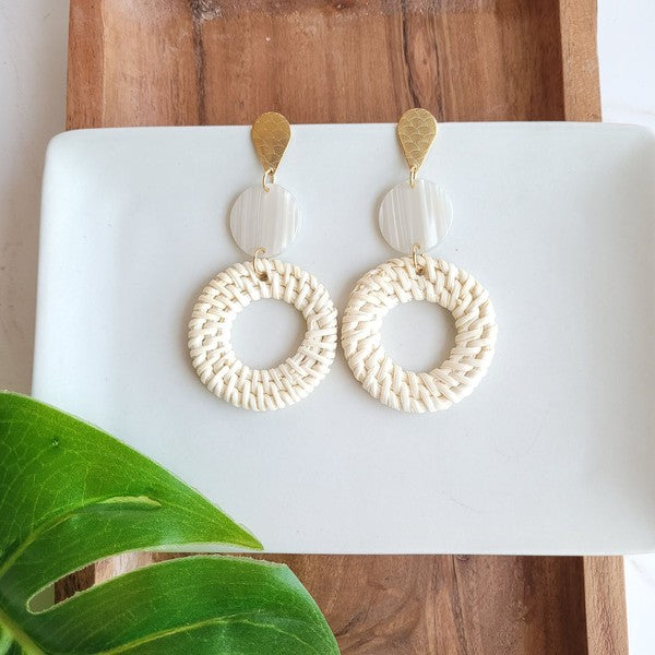 Lana Earrings- Light Rattan Seashell