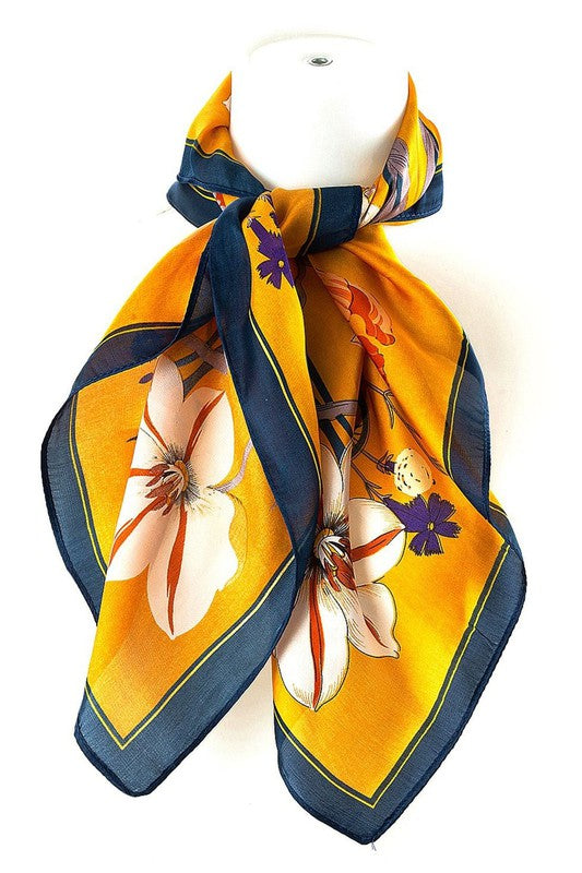 Floral Real Silky Feel Square Scarf