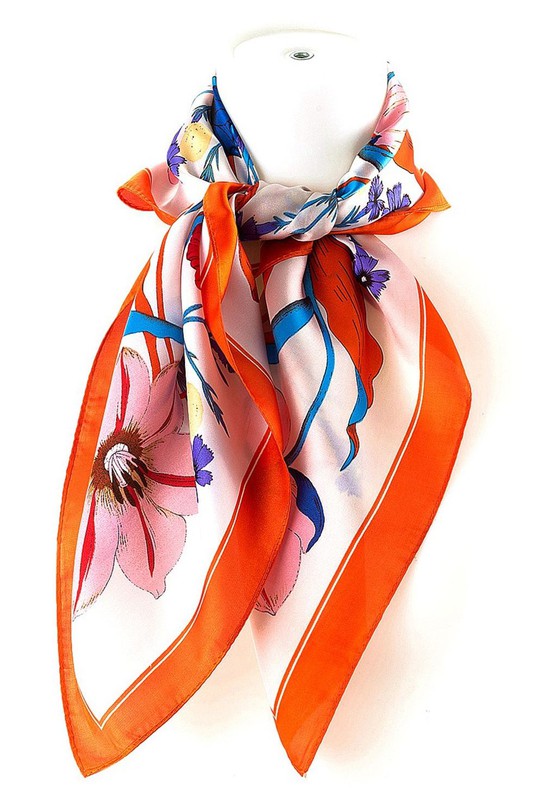 Floral Real Silky Feel Square Scarf