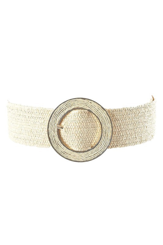 Circle Straw Woven Elastic Stretch Waist Belt