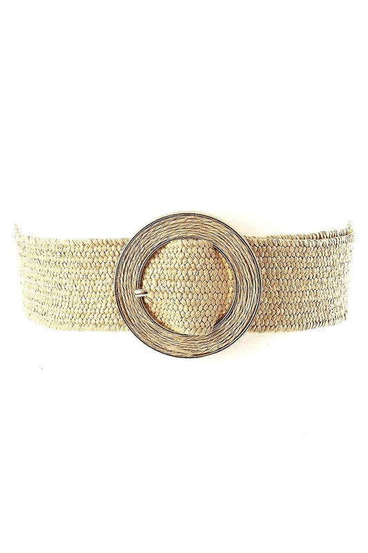 Circle Straw Woven Elastic Stretch Waist Belt